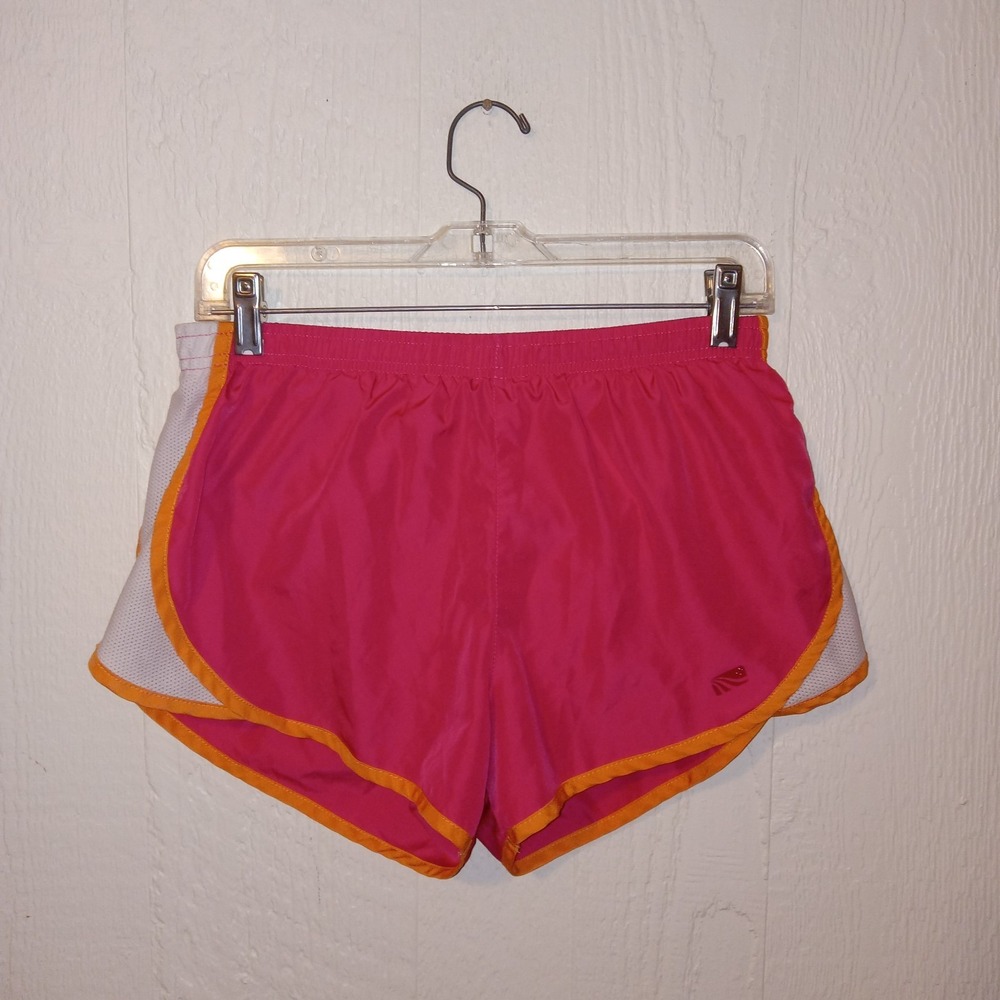 Monika Tek Running Shorts Womens Small Pink Orange Mesh Trim Athletic Gym